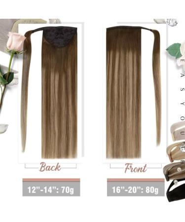 Easyouth 12-Inch Clip-In Braid Hair Extensions - Real Hair Wrap Around Ponytail - Medium Brown & Honey Blonde Mix - 70g #4/27 - Buy Online on GoSupps.com