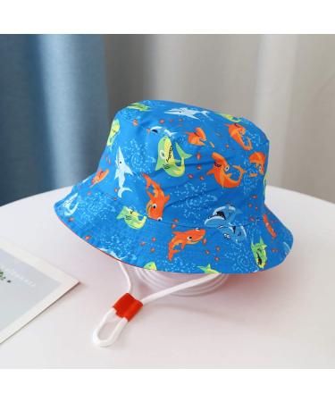 XYIYI Kids Bucket Hat - Adjustable Sun Hat for Boys Girls 2-4 Years | Light Blue Shark Design - Buy Online on GoSupps.com