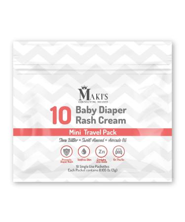 10 x Travel Size Diaper Rash Cream | Individually Wrapped Packets | Travel Size Diaper Cream and Ointment for Treatment & Prevention of Diaper Rash | Safe for Baby's Sensitive & Delicate Skin (Red)