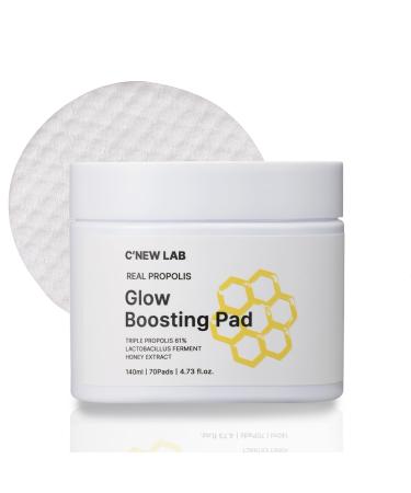 C NEW LAB Real Propolis Glow Boosting Pad (70 pads) | Deep Nourishing Facial Pads for Radiant Skin | Triple Propolis Extract PHA Honey Complex Korean Skin Care