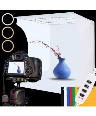 DUCLUS Mini Photo Studio Light Box,Portable Folding Photography Light Tent  kit with 40pcs LED Light + 6 Kinds Color Backgrounds for Small Size