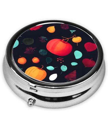 Pumpkin Flowers Round Pill Box | 3-Compartment Organizer for Purse & Pocket | Portable Travel Pill Box - Perfect for On-the-Go - Buy Online on GoSupps.com