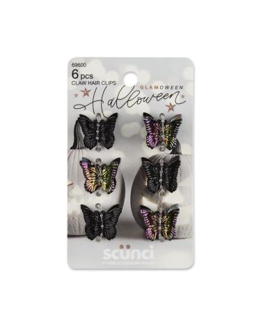 Scunci Glamoween Claw Hair Clips  Butterfly Design Halloween Theme  Black  6-Pieces