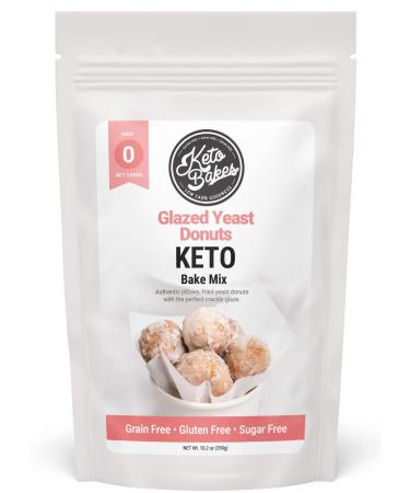 KetoBakes Zero Carb Glazed Yeast Donut Mix - 0g Net Carbs - Clean Keto and Gluten Free Donut Baking Mix - Easy to Bake - No Starches - Includes Glaze Mix - Non-GMO, Dairy Free, Wheat Free, Diabetic Friendly 10.2 Ounce (Pac