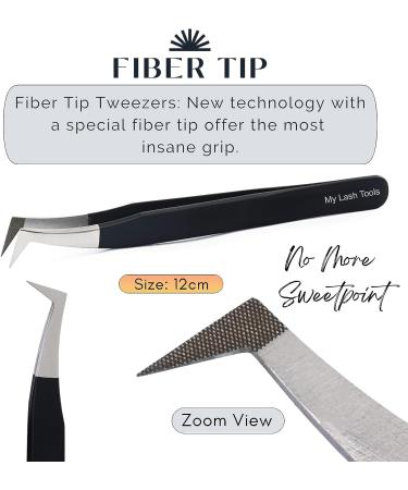 Lash Tools Fiber Tip Eyelash Tweezers Set - Pro Tweezers for Volume & Classic False Lashes - Stainless Steel Straight and Curved Tips - 4 Pieces Black - Buy Online on GoSupps.com