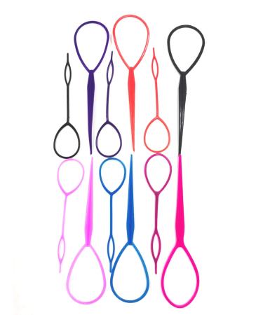 PPINA 12 Pieces Plastic Magic Topsy Hair Braid Accessories  French Braid Tool Loop for Hair Styling   Ponytail Maker Clip Tool Hair Styling Accessories 6 Colors  Totally 6Pairs