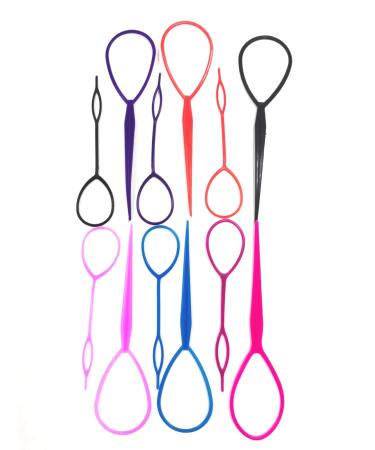 PPINA 12 Pieces Plastic Magic Topsy Hair Braid Accessories  French Braid Tool Loop for Hair Styling   Ponytail Maker Clip Tool Hair Styling Accessories 6 Colors  Totally 6Pairs