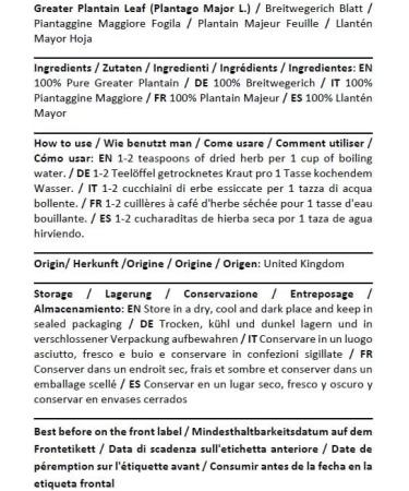 Health Embassy Feuille de Plantain Majeur Tisane | Plantago Major L | Greater Plantain Leaf (100g) - Buy Online on GoSupps.com