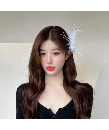 4 Pcs Ostrich Feather Hair Clips - Vintage Elegant Luxury Headpiece for Women (Black+White) - Buy Online on GoSupps.com