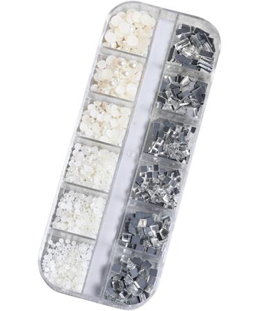 FEIlei 12 Grids Nail Charms Rhinestones Flat Back Diamond Nail Art Crafts Rhinestones - Buy Online on GoSupps.com