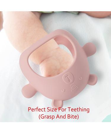 RMGVG Baby Teething Mitten Toy | Silicone Anti-Drop Teether for Infants 3+ Months | Pain Relief Chew Toy | BPA-Free | Dark Pink - Buy Online on GoSupps.com