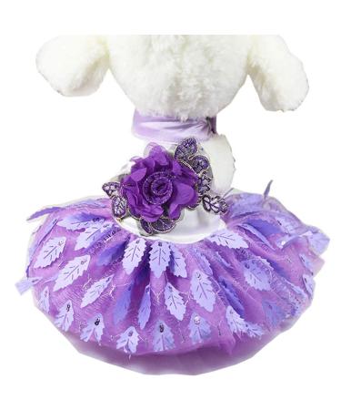 Yekeyi spring summer princess pet dress for rabbits dog cat cute rabbit decor tutu dress rock pets costumes clothing s leaves violet