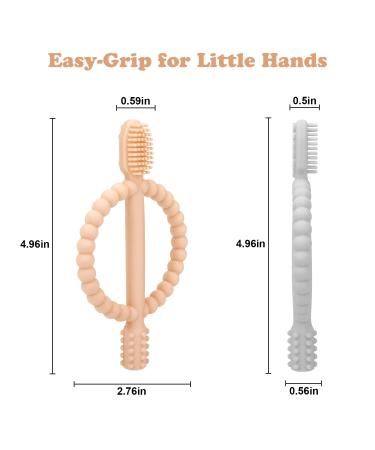 Buy BPA-Free Baby Biting Toys - 2 Pack Silicone Teething Rings for 3+ Months - Peach Powder & Gray - Soothing Gum Massage - Buy Online on GoSupps.com