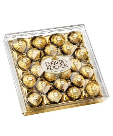 FeRrerro's RocHerr's 24pc Box 300g - Chocolates for Gifting - Whole Hazelnut Covered in Milk Chocolate - Whole Hazelnut's in Milk Chocolate And Nut Croquante - Suitable For Vegetarians Contains Nuts
