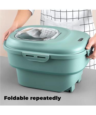 Foldable 30lb Capacity Dog Food Storage Container with Scoop Lid - Airtight Large Plastic Bin for Pet Food, Cat Food, Fish Food, Bird Seed - 50lb Grain and Rice Holder - Green - Buy Online on GoSupps.com