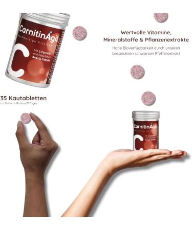 Agilnature Carnitinagil - 35 Chewing Tablets for Energy Metabolism | Gluten & Lactose Free | Made in Germany | 5-Week Supply - Buy Online on GoSupps.com