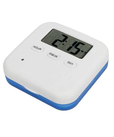 Smart Medication Organizer with Timer Bell Vibration Reminder 4 Compartments Medicine Box for Portable Storage Blue