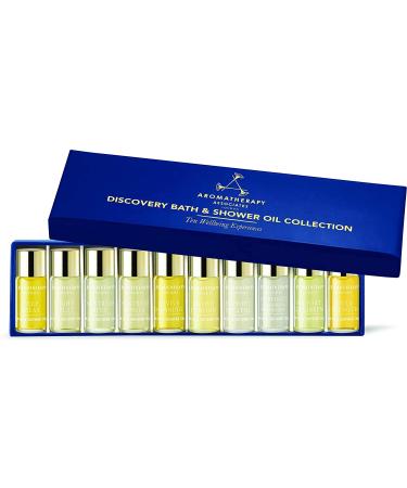 Aromatherapy Associates Discovery Wellbeing Miniature Bath & Shower Oil. Selection of 10 Premium Bath and Shower Oils (0.10 fl oz Each) in a Decorative Gift Box