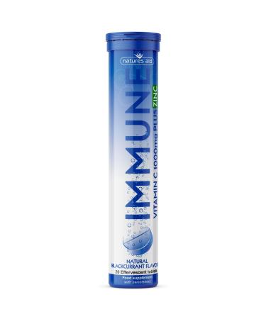 natures aid Immune Effervescent with Zinc & Vitamin C Natural Blackcurrant Flavour 20 Tablets Pack of 1 20 Count (Pack of 1) Immune Effervescent 20 Tablets