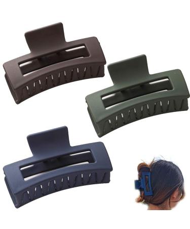 3 Pieces Hair Claw Clips Non-Slip Catch Hair Clips French Design Rectangle Hair Clamp for Women Girls Thin Thick Hair Multicolour