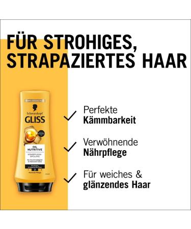 handle Gliss Shampoo Oil Nutritive 250 ml hair shampoo with omega 9 & marula oil caring shampoo for suppleness and shine & rinse Oil Nutritive 200 ml hair rinse 225 ml 2er Pack - Buy Online on GoSupps.com