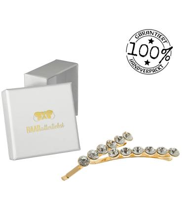 HAARallerliebst Rhinestone Hair Clips (2-Piece Set | Gold | 6 cm) with White Storage Box - Perfect for International Shipping - Buy Online on GoSupps.com