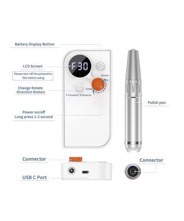 Portable Electric Nail Drill Machine | 30000 RPM Rechargeable Efile Set with 6 Nail Bits | Acrylic Nail Kit with Mat | Professional Nail Polishing and Removal Tool (White) - Buy Online on GoSupps.com