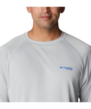 Columbia Men's Terminal Tackle Long Sleeve Shirt - Cool Grey/Vivid Blue - Large - Buy Online on GoSupps.com