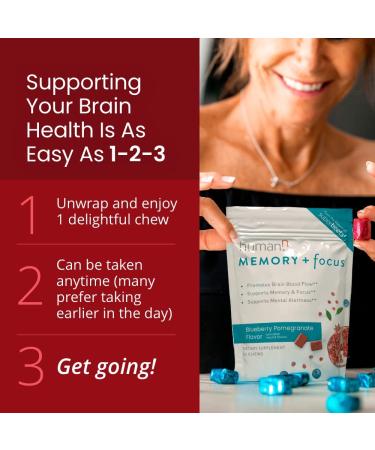 HumanN SuperBeets Memory + Focus Chews - Brain Health Nootropic with Resveratrol & Beet Root, Blueberry Pomegranate, 30 Soft Chews - Buy Online on GoSupps.com