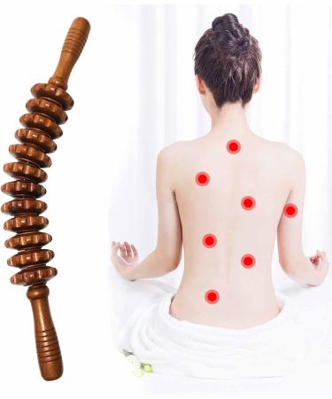 Wooden Massage Roller - Back & Body Massage Device with Handle | Ideal for Neck Legs & Back Pain Relief - Buy Online on GoSupps.com