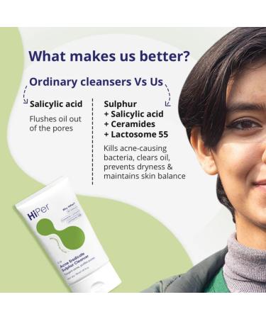 Acne Eradicate Sulphur Cleanser with Ceramides Salicylic Acid 50ml Face Wash for Oily Skin Unscented Liquid Formula with Post-Biotic Oat Extract for Acne Prevention - Buy Online on GoSupps.com
