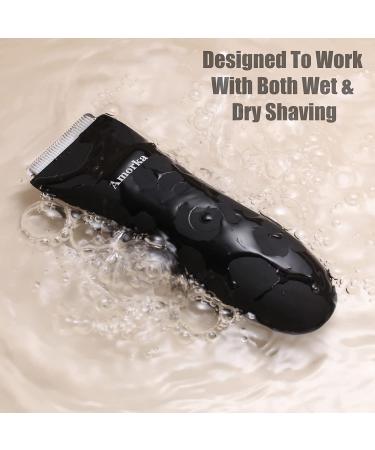 Amorka Groin Hair Trimmer for Men - Premium Waterproof Wet/Dry Shaver for Body, Pubic, and Ball Trimming - Men's Grooming Kit with 90 Minute Battery Life - Buy Online on GoSupps.com