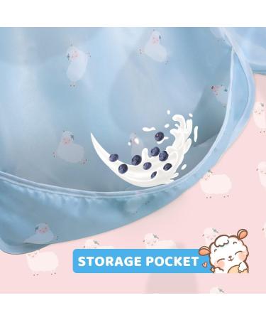 Little Dimsum Long Sleeves Toddler Weaning Bibs Set | Waterproof Feeding Coverall | Catch Food & Wipe Clean | 6-36 Months | Duck & Sheep Design - Buy Online on GoSupps.com