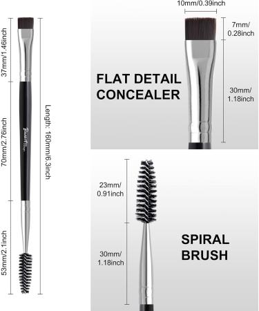 Bueart Design PRECISION Concealer brush for eyebrows Dual Ended Detail Flat Eyeliner definer Brow Brush with spoolies for eyebrow eyelash Spiral Brush Spoolie Mascara Brush - Buy Online on GoSupps.com