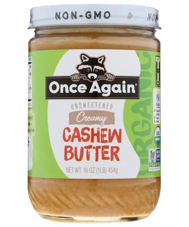 Organic Creamy Cashew Butter 16 Ounce (454 Grams) Jar