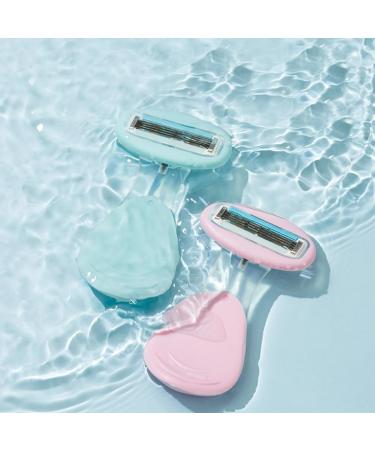 KMOCEPLY Manual Razor for Women - Short Handle for Armpit & Leg Hair Gentle with 4 Replacement Heads Washable & Removable Blue Hair Removal Tool - Buy Online on GoSupps.com