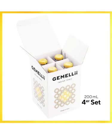 Gemellii Indian Tonic Water with Sicilian Lemon - 4x200ml | Natural Ingredients Agave Sweetened Made in Italy | Premium Mixer for Gin & Cocktails - Buy Online on GoSupps.com