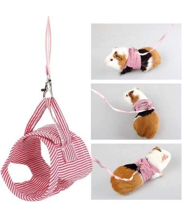 Small Animals Adjustable Harness Vest & Leash Set for Outdoor Walking - Red S | Ideal for Guinea Pigs, Squirrels, Hedgehogs, Ferrets, Rabbits - Buy Online on GoSupps.com