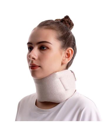 Neck Support Brace Ergonomic Cervical Collar Soft Sponge Breathable Neck Brace for Relieves Pain and Pressure Adjustable Neck Collar Protector High Elastic Neck Support Protector for Women Men Elderly Light Brown