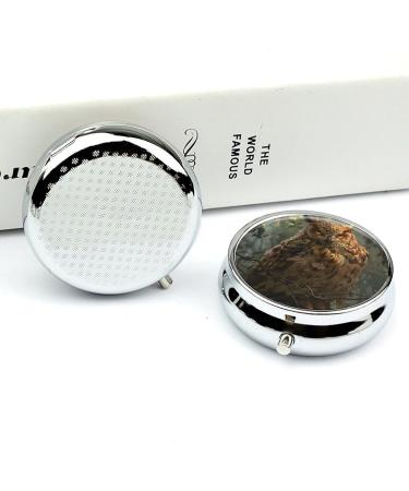 Buy Small Travel Pill Case - Round Metal Pill Box 3 Compartment Portable Organizer for Travel & Daily Use - Owl Design - Buy Online on GoSupps.com