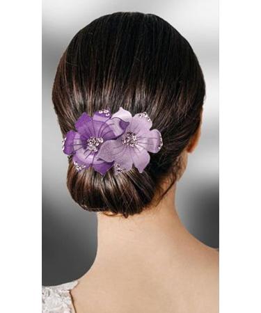 Chicmo 2-Pack Women's Acrylic Flower Barrette Set - Floral Colorblock Hair Clips with Rhinestones - Elegant Party Accessories (Purple & Blue) - Buy Online on GoSupps.com
