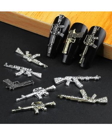 3D Metal Gun Nail Charms - Luxury Alloy Weapon Nail Charms for Nails - 10pcs/set - Buy Online on GoSupps.com