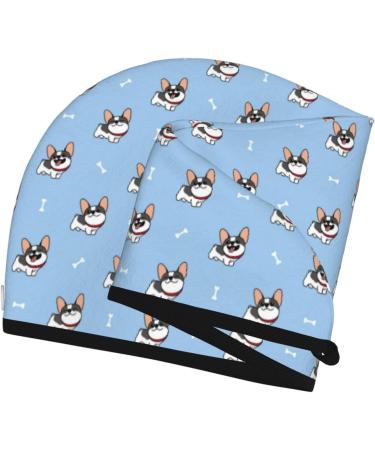 Hair Towel Wrap - Quick Drying Towel Turban with Button | French Bulldog Design - Buy Online on GoSupps.com