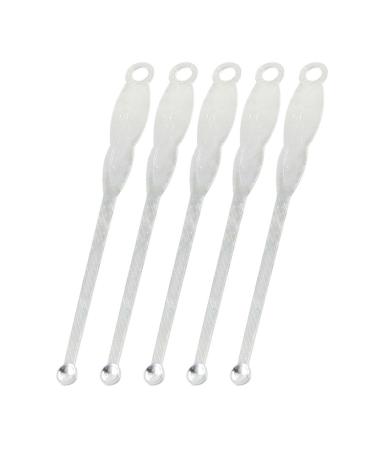 uxcell 5 Pcs Silver Tone Flower Print Round Ear Spoon Metal Earwax Remover Curette