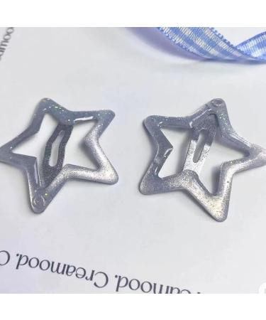 Shining Star Hair Clips Sweet Hollowed Star Snap Hair Clips Hair Clamps Barrettes for Girls Women Cute Headpieces Silver Five Pointed - Buy Online on GoSupps.com