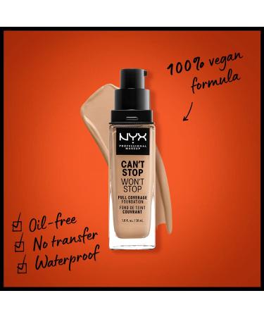Nyx Can't Stop Won't Stop Full Coverage Foundation - Long-lasting Waterproof Vegan Matte - Soft Beige 07.5 (30ml) - International Shipping Available - Buy Online on GoSupps.com