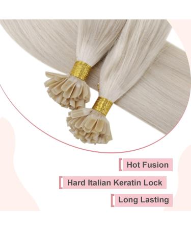 Easyouth Keratin U Tips - 22 Inch White Blonde Real Hair Extensions | 50g Keratin Bonding Remy Hair #1000 - Buy Online on GoSupps.com