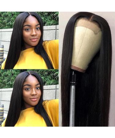 Muokass 4x4 HD Lace Closure Wig 18 inch - 180% Density Straight Brazilian Virgin Hair - Natural Color, Pre Plucked, Glueless, Elastic Bands - for Black Women - Buy Online on GoSupps.com