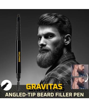 GRAVITAS Beard Filler Pencil - Waterproof, Double-Ended Angled Tip & Spoolie Brush, Cruelty-Free (Black) - Buy Online on GoSupps.com
