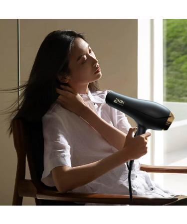 JINRI 2000 Watts Hair Dryer Professional Salon Blow Dryer Lightweight Powerful Travel Hairdryer Cool Hot Button 3 Heat & 2 Speed Settings with Concentrator Nozzle Black - Buy Online on GoSupps.com